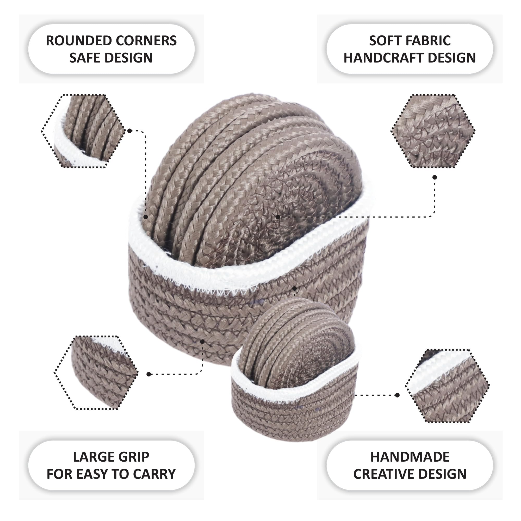 Ariya 6 Psc PP & Cotton Blend Beige Coasters (6 Inch) - Absorbent, Woven, Ideal for Room, Hotel, Bar, Housewarming Gift
