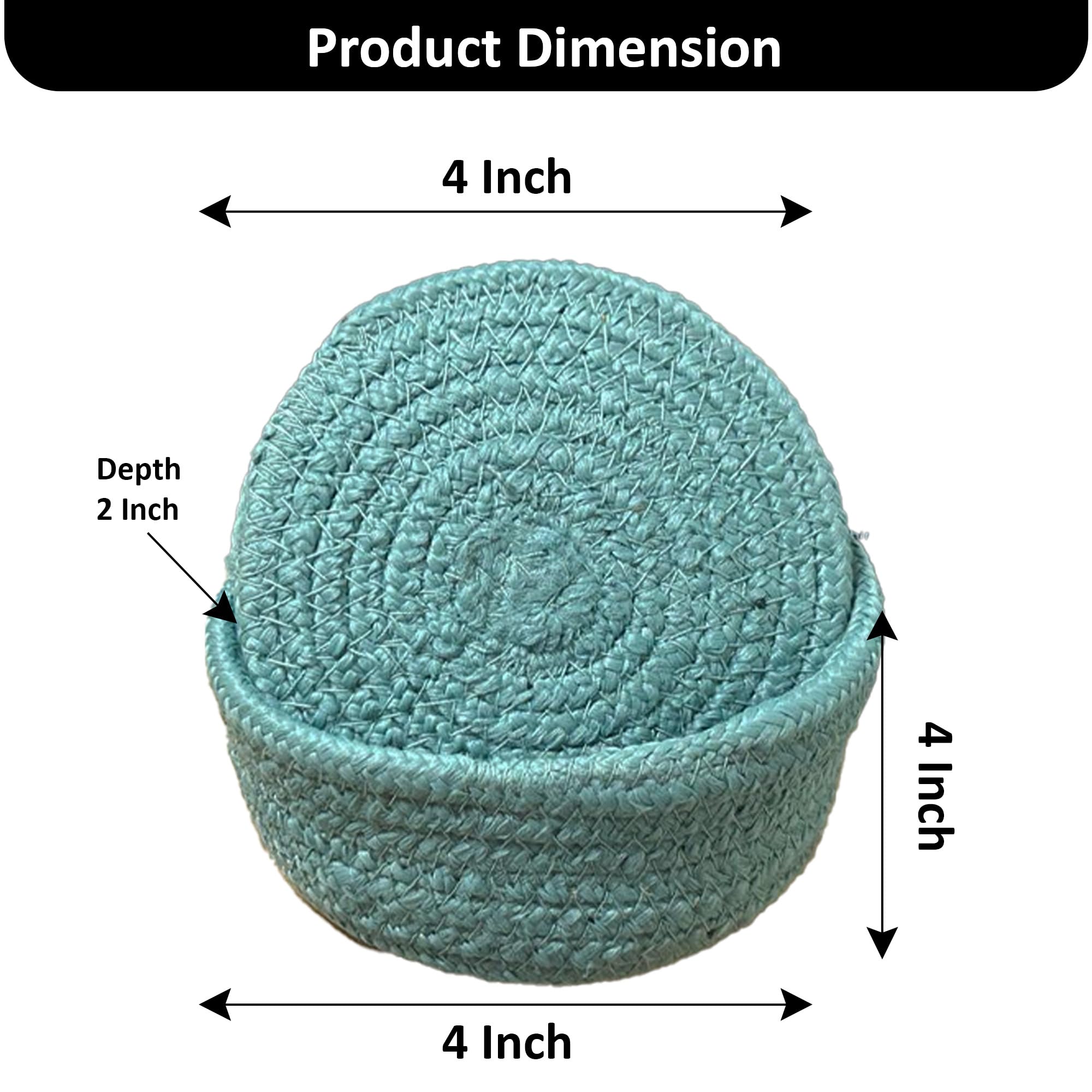 Ariya 4 Inch Round Coaster Set (4049 | Sky Blue | Pack of 6) Handcrafted PP & Cotton Blend Coaster, Durable, Drink Mats for Coffee Tables, Dining, Office & Home Décor