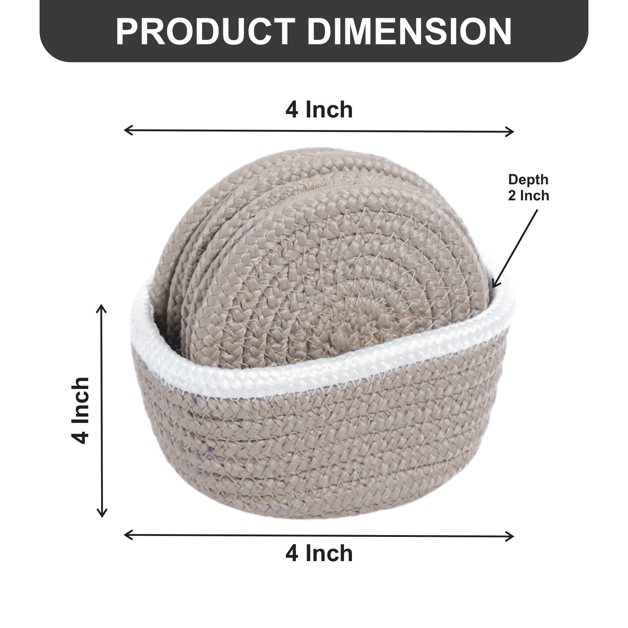 Ariya 6 Psc PP & Cotton Blend Beige Coasters (6 Inch) - Absorbent, Woven, Ideal for Room, Hotel, Bar, Housewarming Gift
