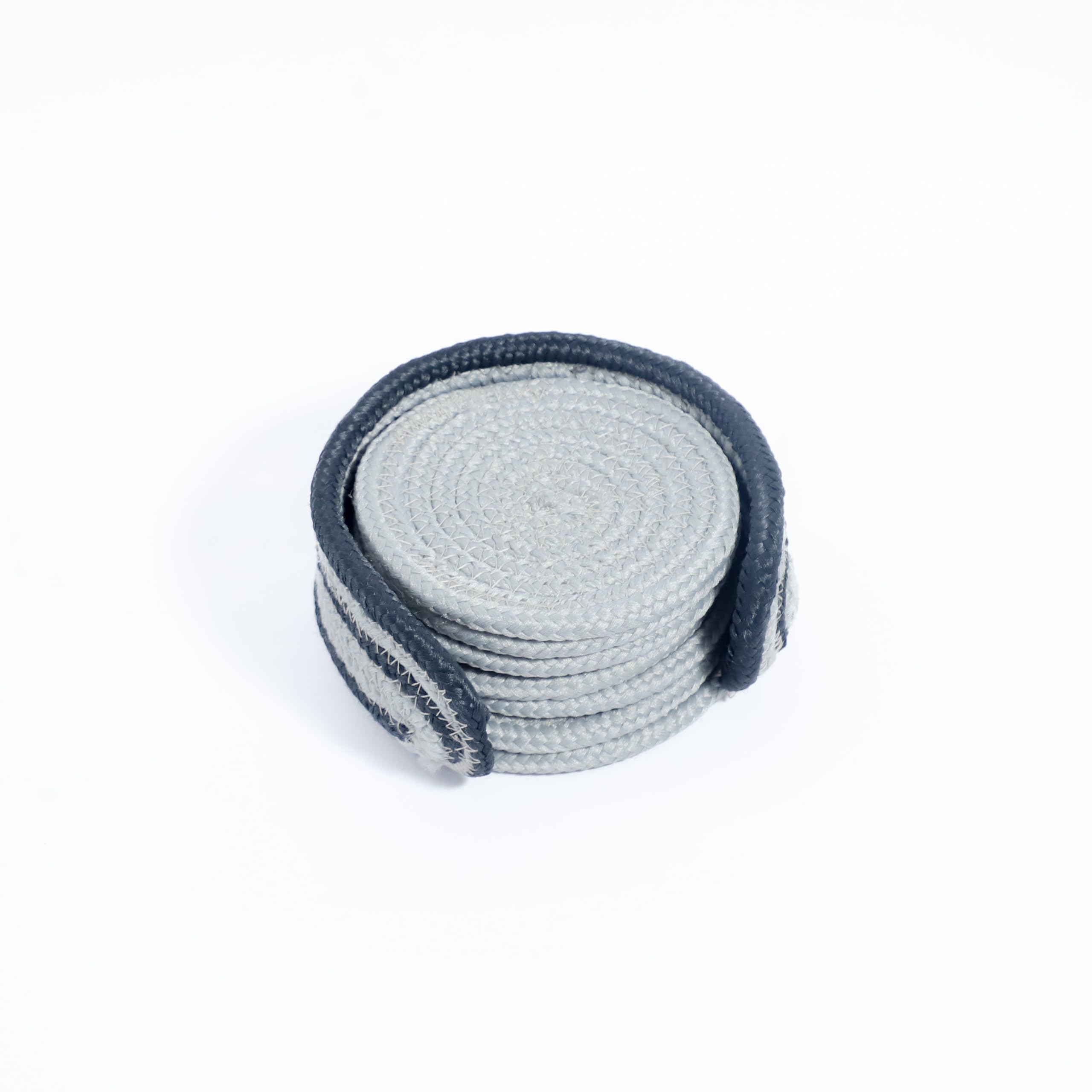 Ariya 6 Psc PP & Cotton Blend Light Grey Coasters (6 Inch) - Absorbent, Woven, Ideal for Room, Hotel, Bar, Housewarming Gift