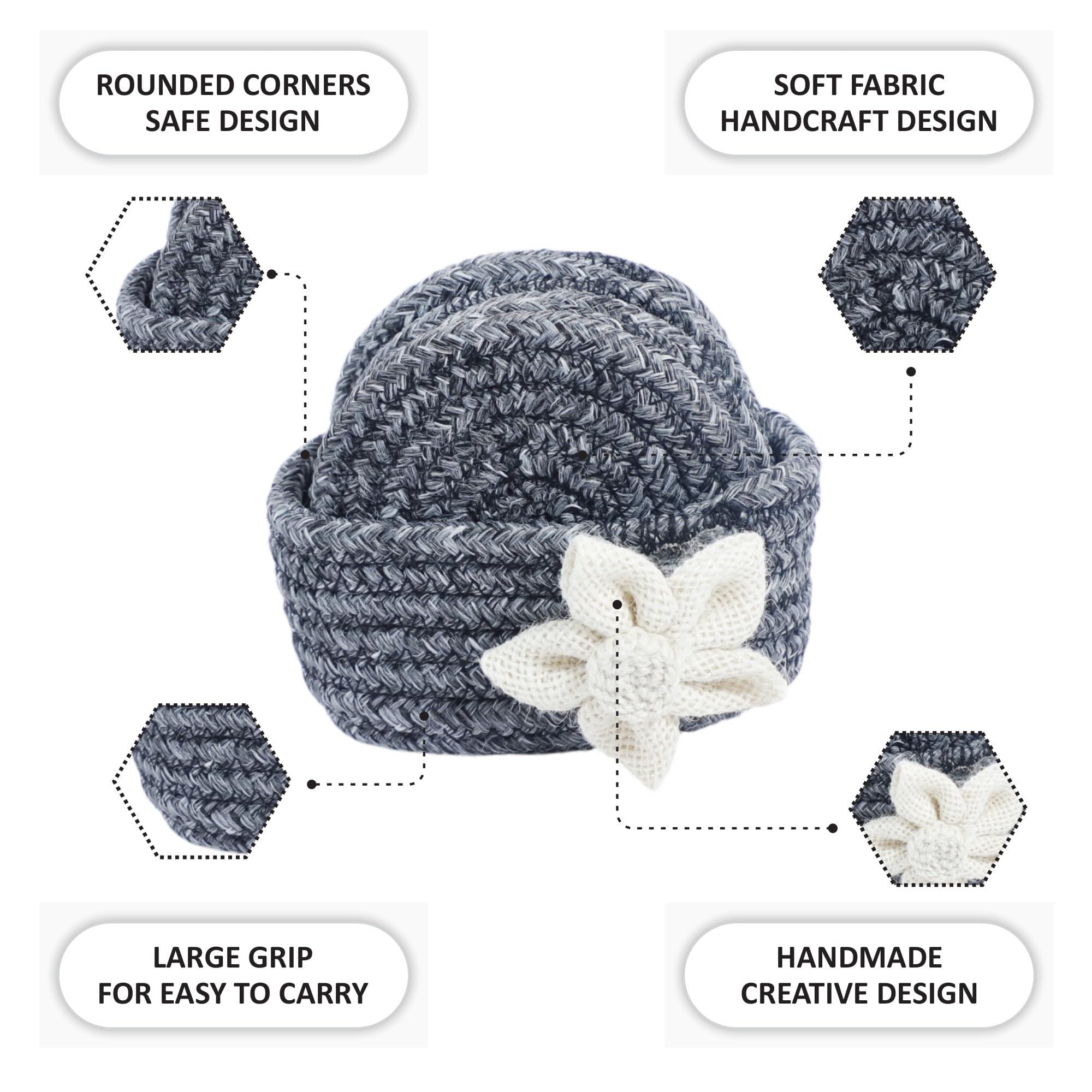 Ariya 6 Psc PP & Cotton Blend Grey Coasters (6 Inch) - Absorbent, Woven, Ideal for Room, Hotel, Bar, Housewarming Gift