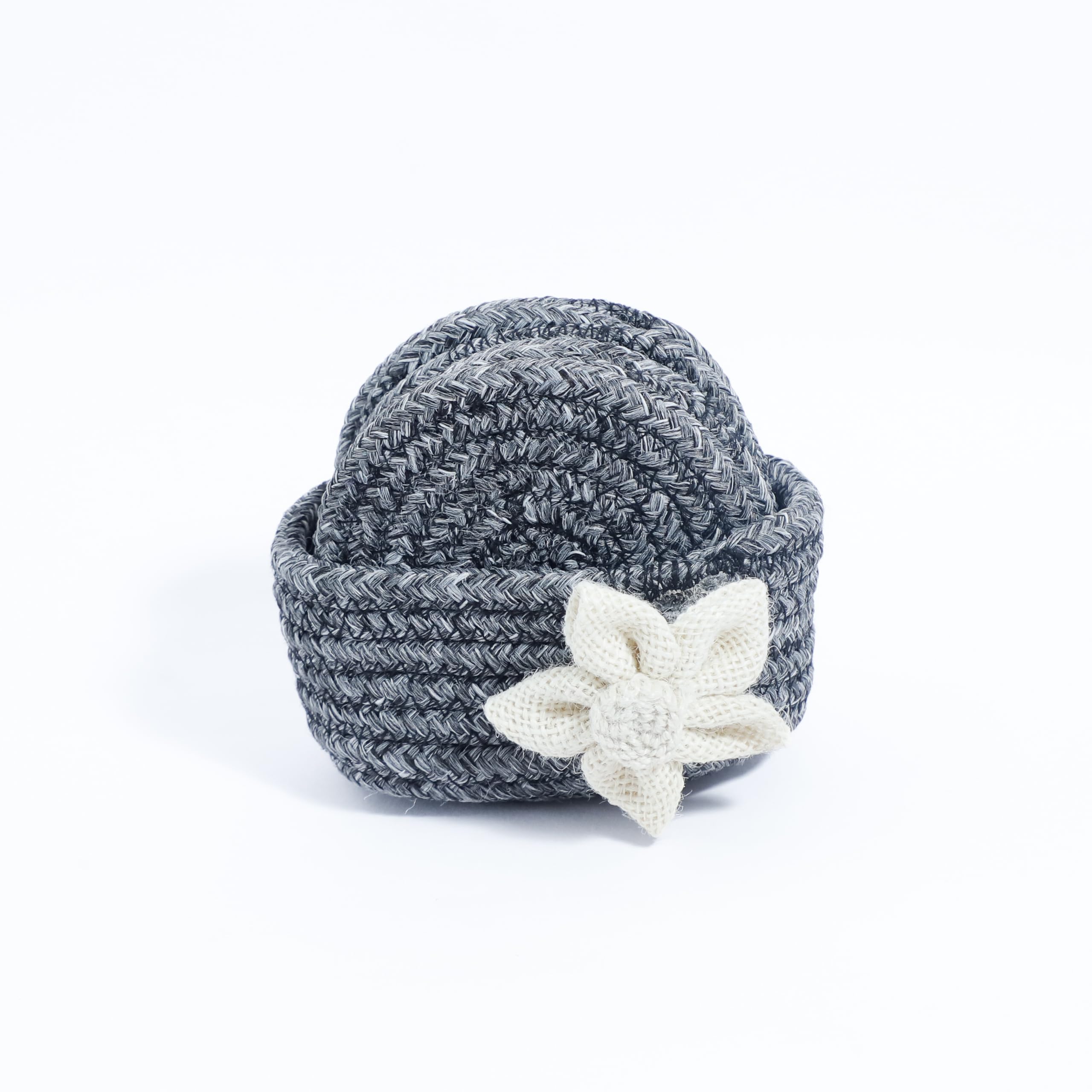 Ariya 6 Psc PP & Cotton Blend Grey Coasters (6 Inch) - Absorbent, Woven, Ideal for Room, Hotel, Bar, Housewarming Gift