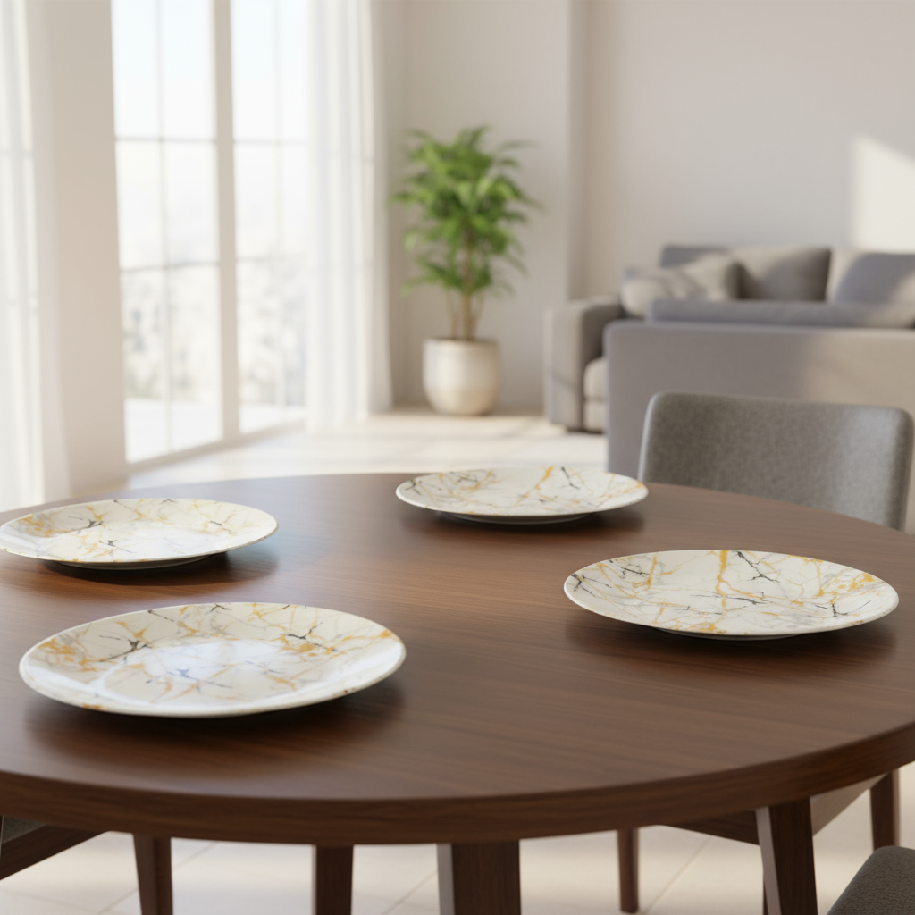 Ariya 10.5 Inch Melamine Dinner Full Serving Plate Set of 4 Dishwasher Safe