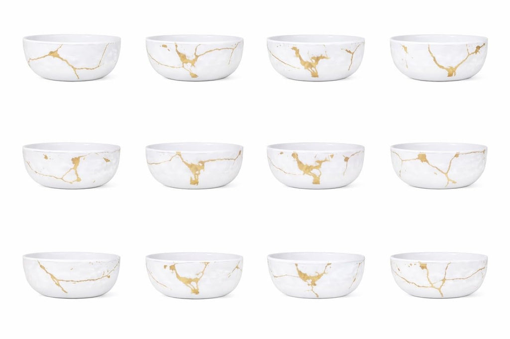 Ariya 4.5" Melamine Soup Bowls Set of 12 | White Gold, 350ml | 609