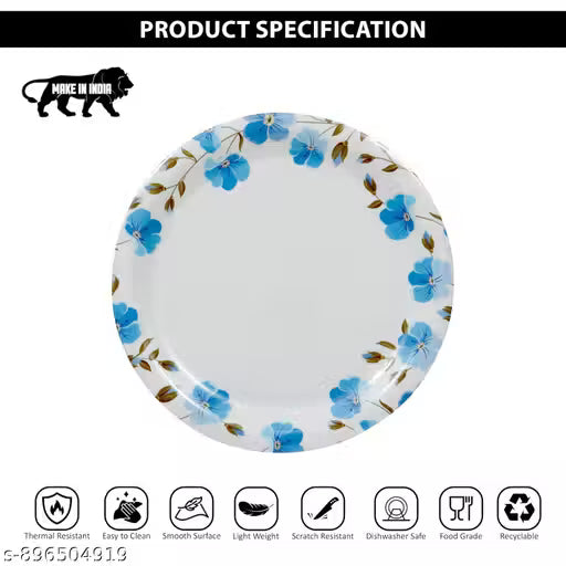 Ariya Melamine Dinner Plates 11 Inch Set of 24 |  Blue Petal