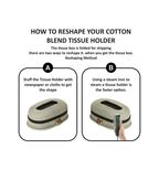 Cotton Tissue Box Holder - Light Grey Wooden Button
