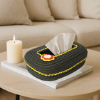 Ariya Dark Grey Yellow Lace Tissue Box With Yellow Flower | Elegant Durable Holder