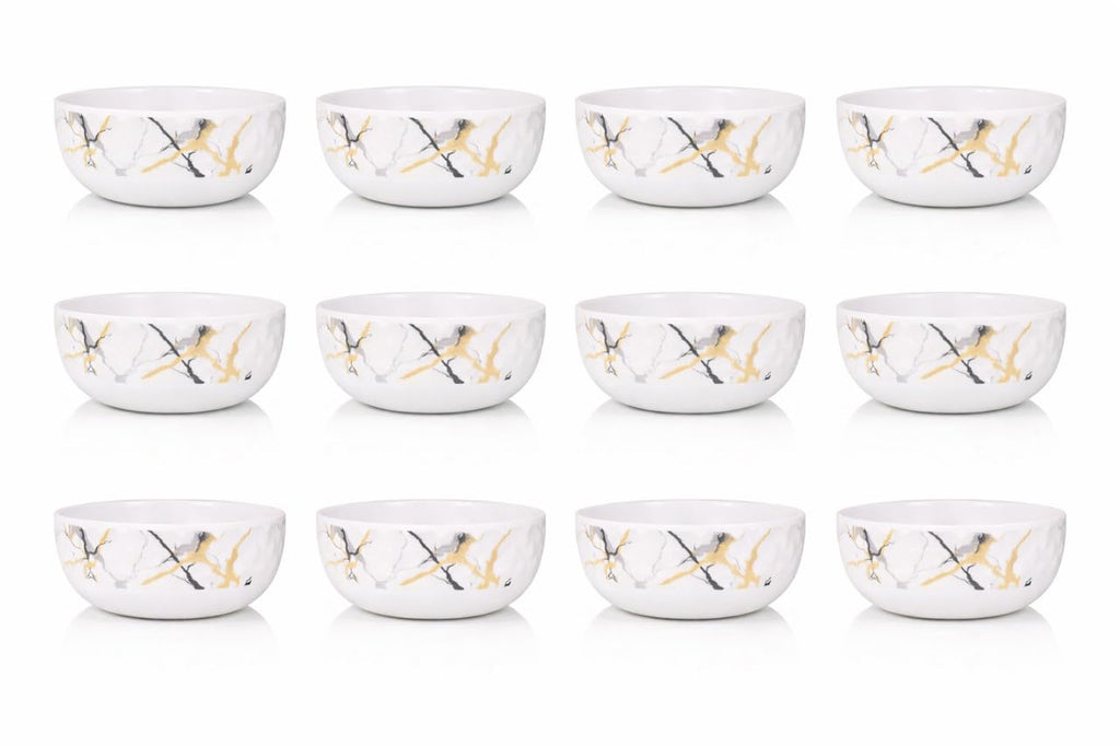 Ariya 4.5" Melamine Soup Bowls Set of 12 | White Gold Black, 350ml | 609