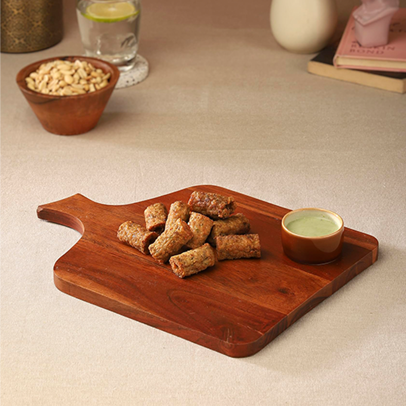 Ariya 14" Acacia Wooden Serving Platter with Chutney Bowl | Cheese & Charcuterie Board for Kitchen & Dining