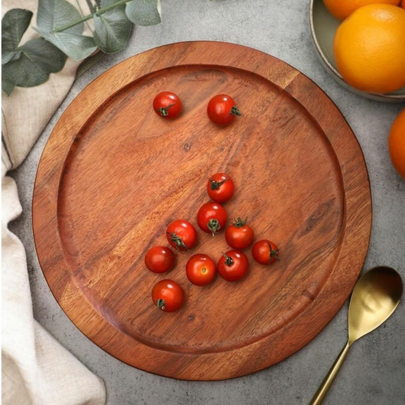 Ariya 10" Acacia Wooden Round Serving Platter | Snacks & Cheese Board