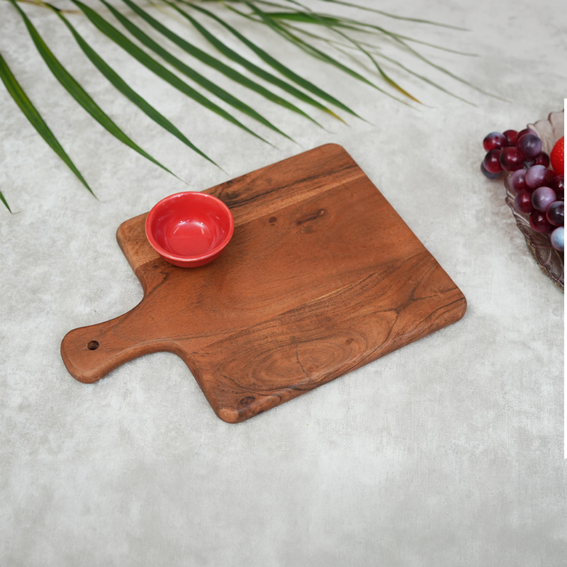 Ariya 11x7.6 Inch Acacia Wood Serving Platter with Handle – Snacks & Fruits Tray