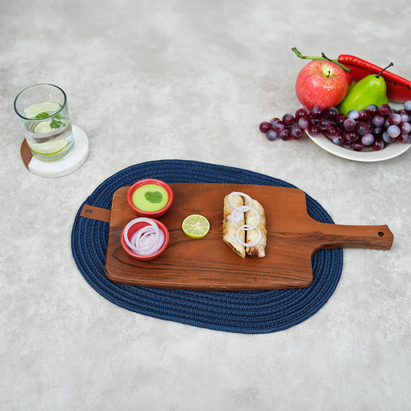 Ariya 16 x 7 Inch Acacia Wooden Serving Platter with Handle