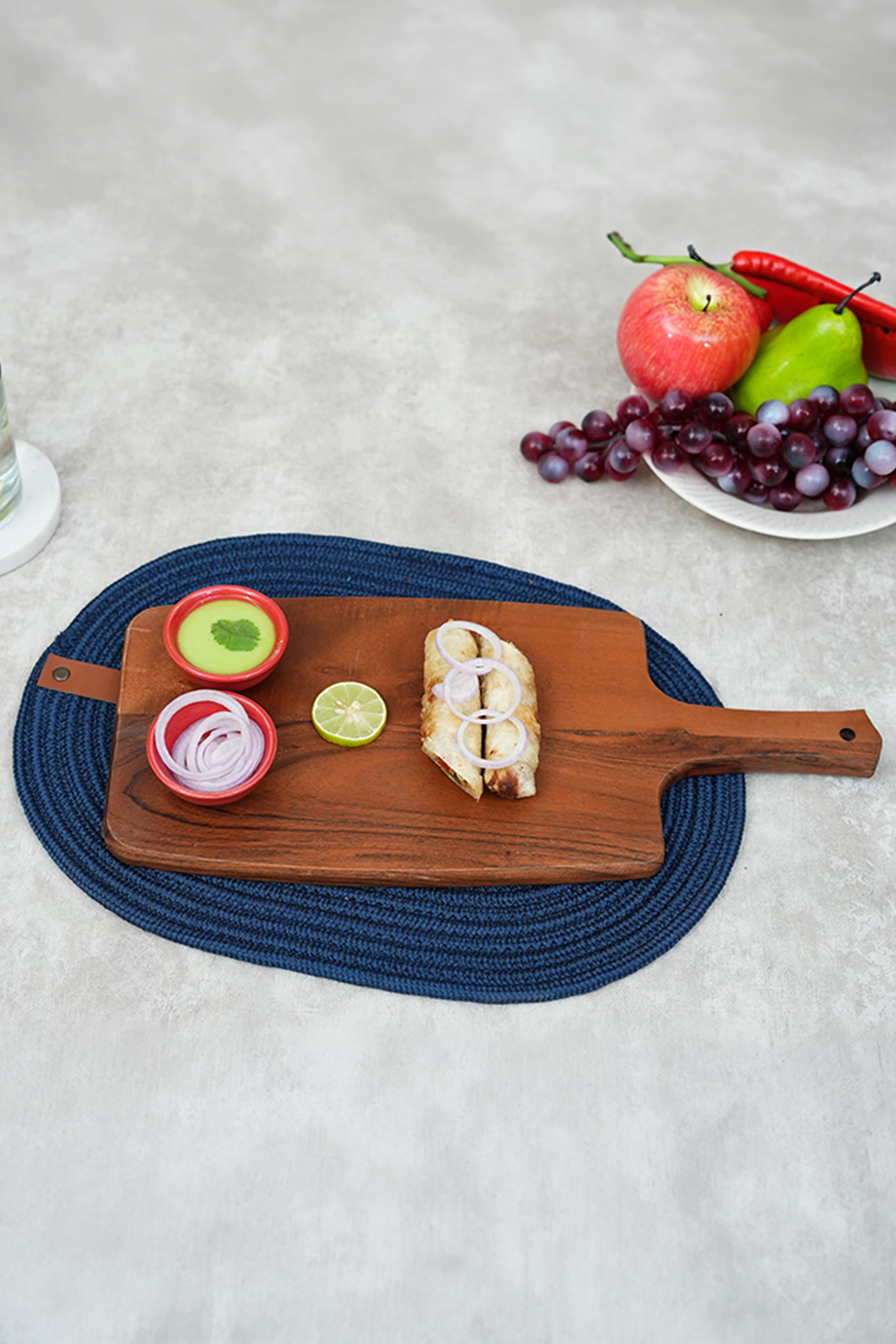 Ariya 16.5 x 6 Inch Acacia Wooden Rectangle Serving Platter with Handle