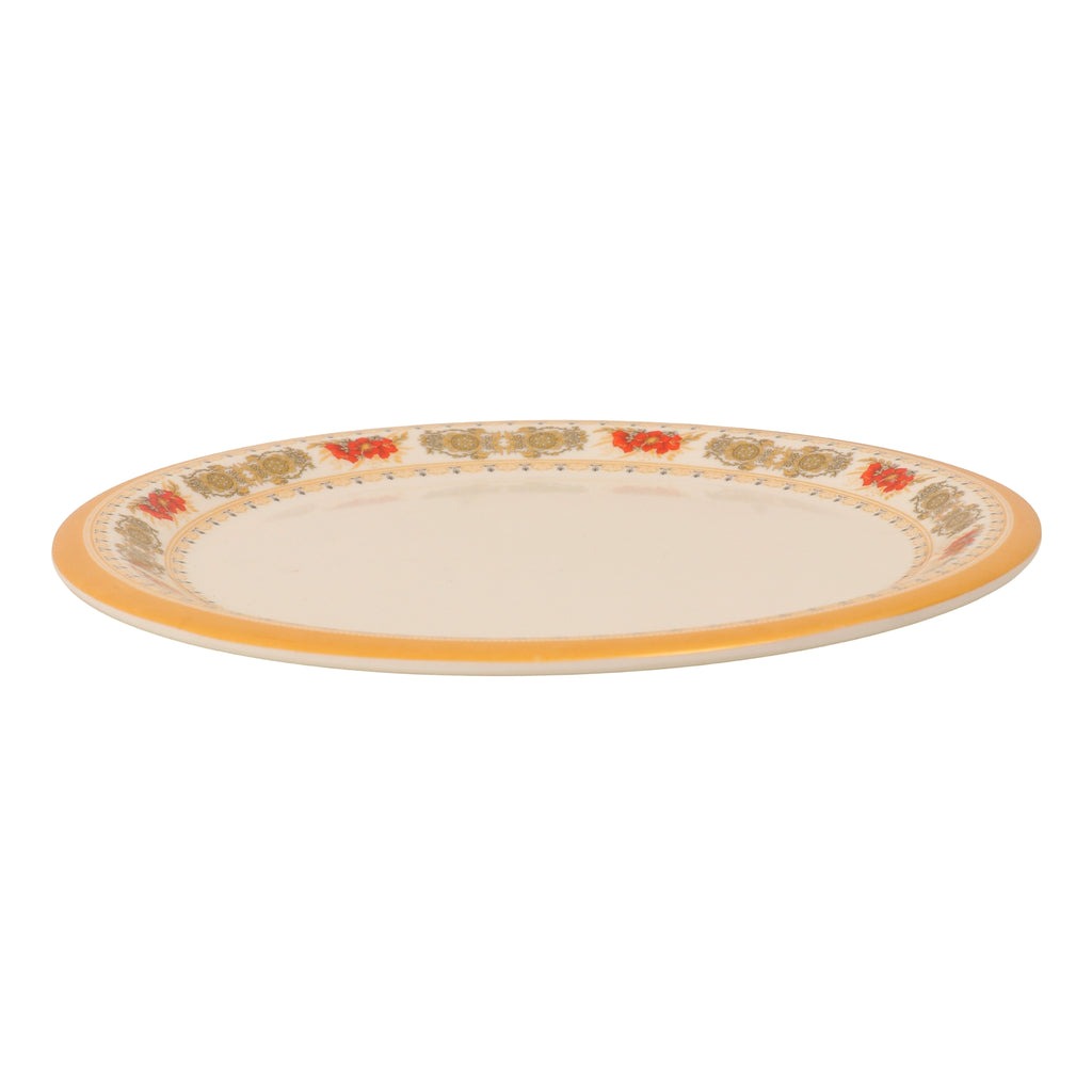 Ariya Melamine Dinner Plate Pack of 6 | 11 Inch Round Plates with Yellow Border & Red Floral Print"