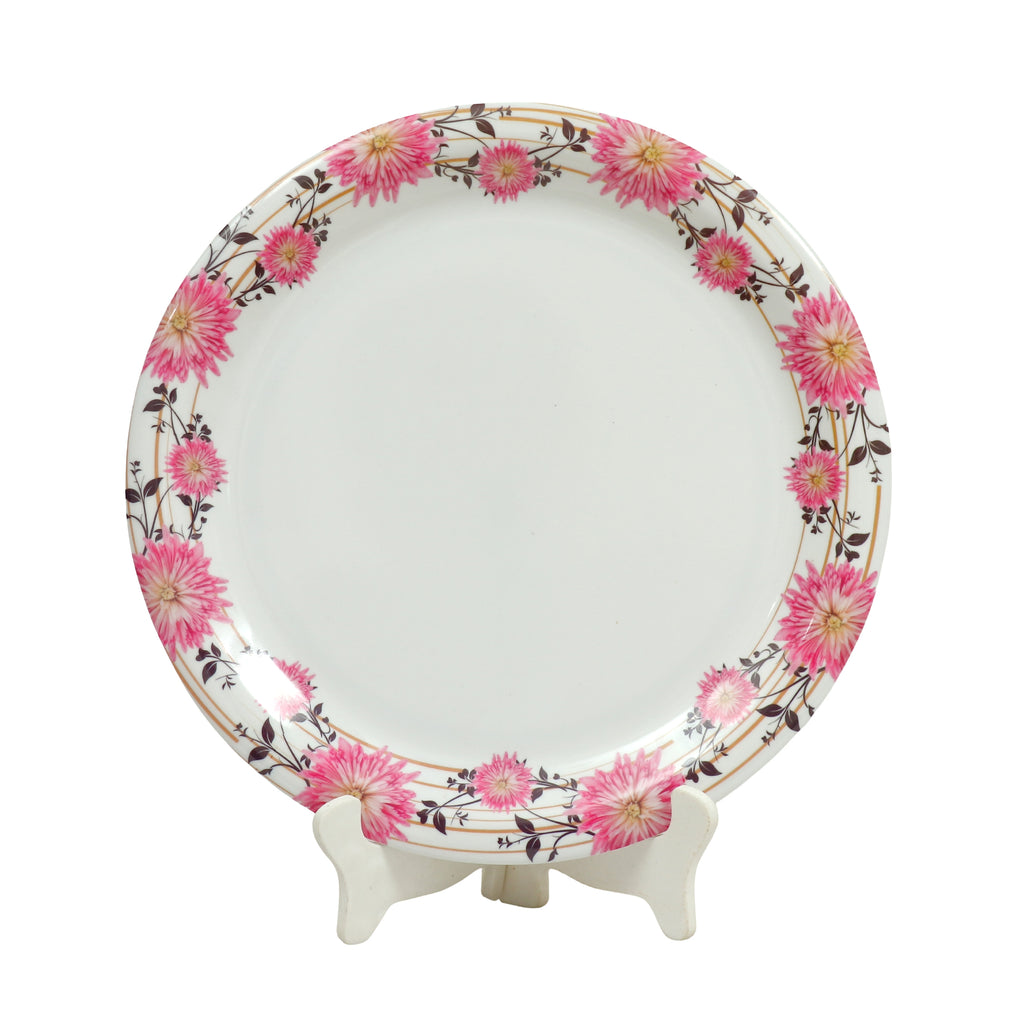 Ariya Melamine 11 Inch White Pink P17 Serving Plate 4 Pc
