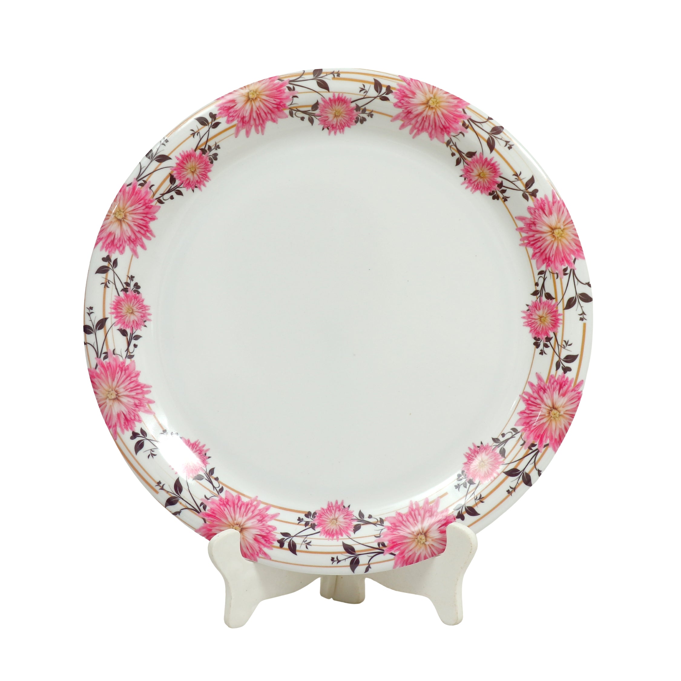 Ariya Melamine 11 Inch White Pink P17 Serving Plate 4 Pc