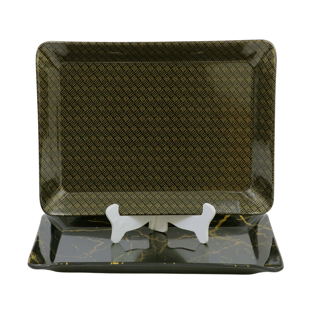 Ariya Black Melamine Tray Set | Pack of 2 | Easy-to-Clean