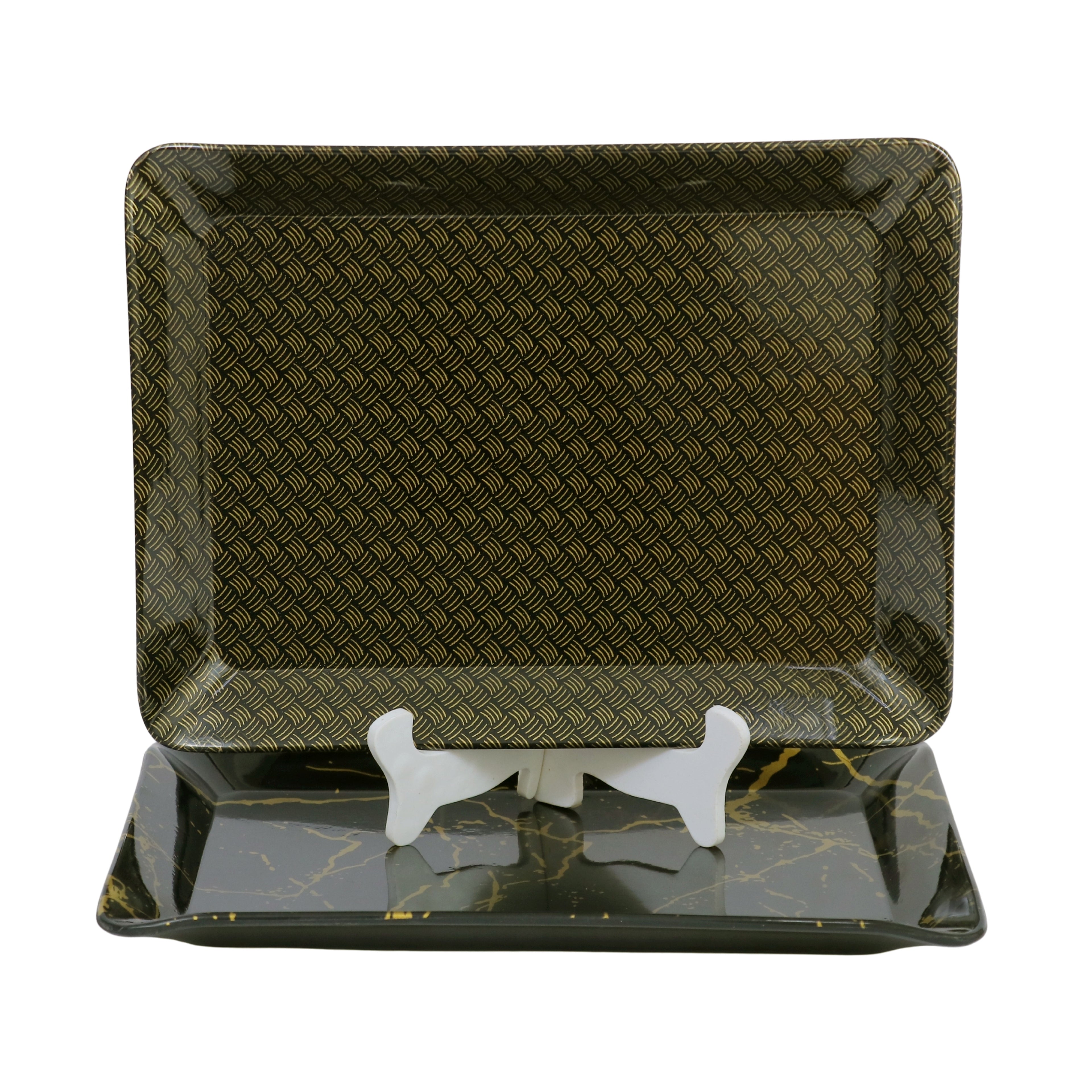 Ariya Black Melamine Tray Set | Pack of 2 | Easy-to-Clean