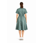 Ariya Threads Women’s Sage Green A-Line Shirt Dress with Contrast Detailing