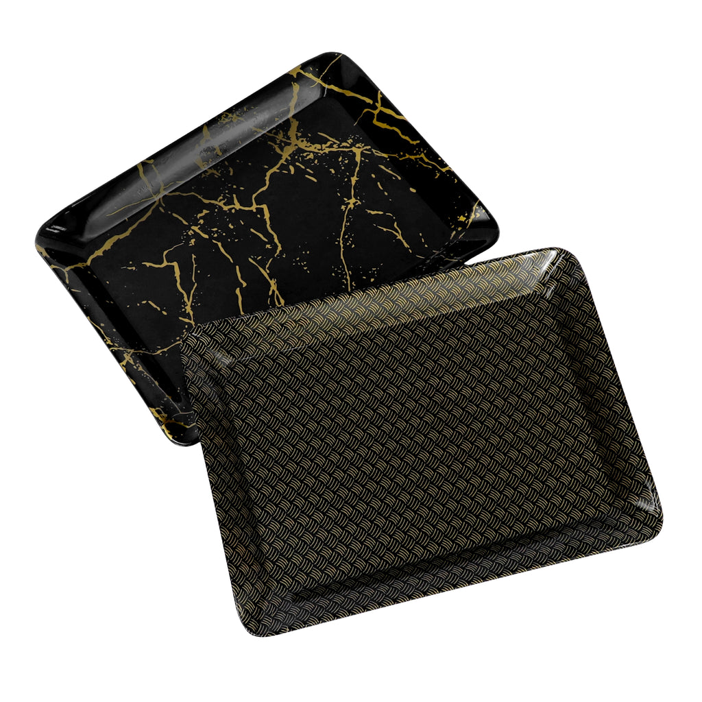 Ariya Black Melamine Tray Set | Pack of 2 | Easy-to-Clean
