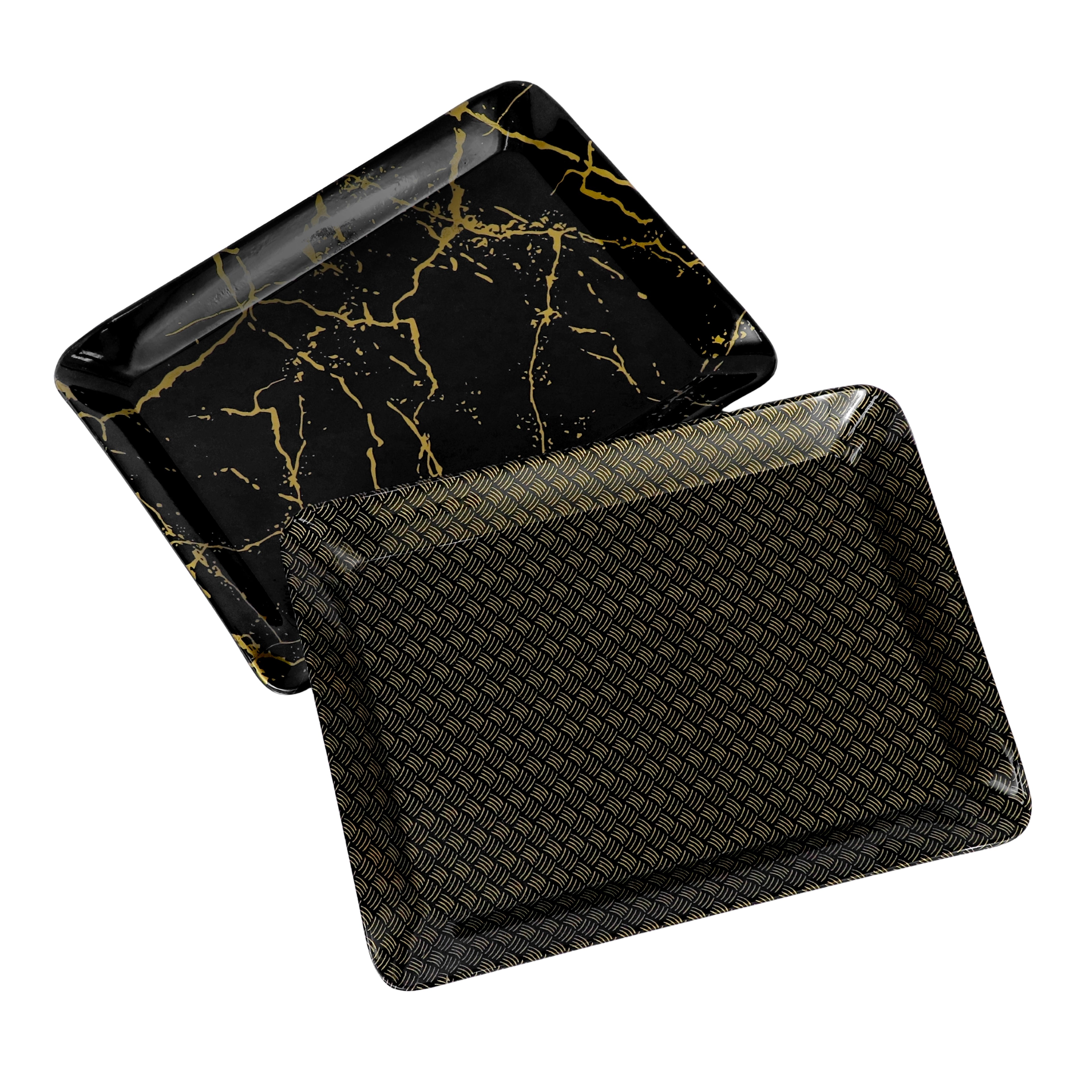 Ariya Black Melamine Tray Set | Pack of 2 | Easy-to-Clean