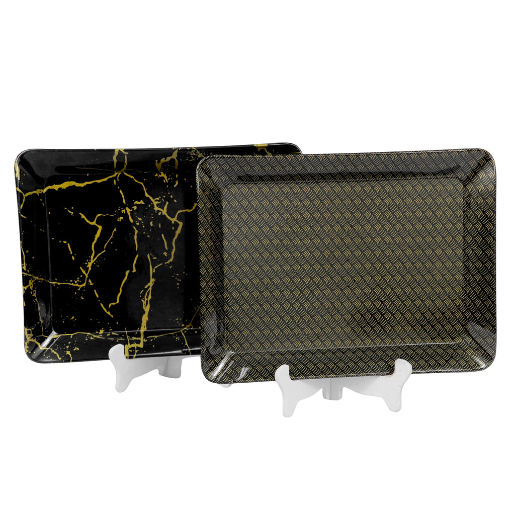 Ariya Black Melamine Tray Set | Pack of 2 | Easy-to-Clean