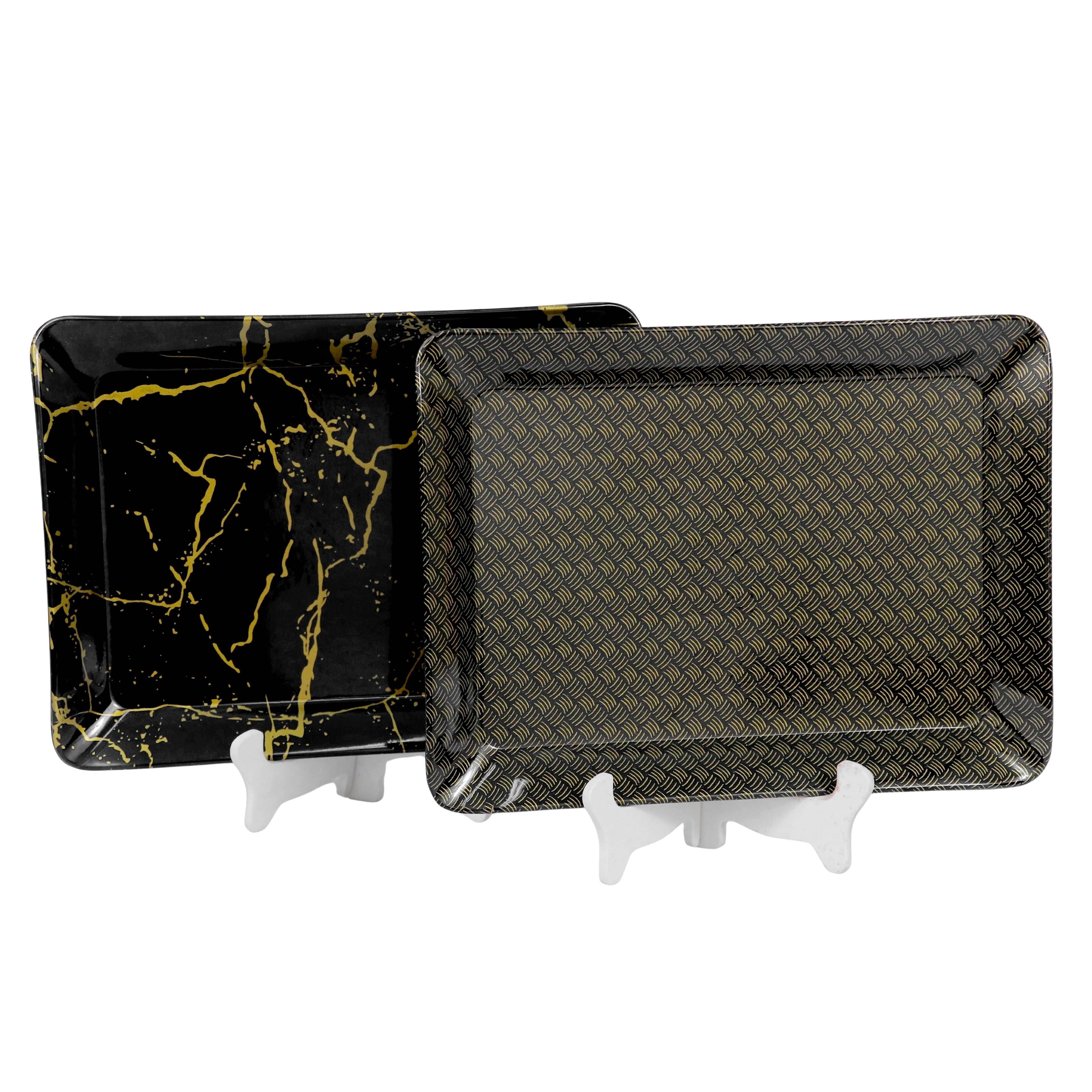 Ariya Black Melamine Tray Set | Pack of 2 | Easy-to-Clean