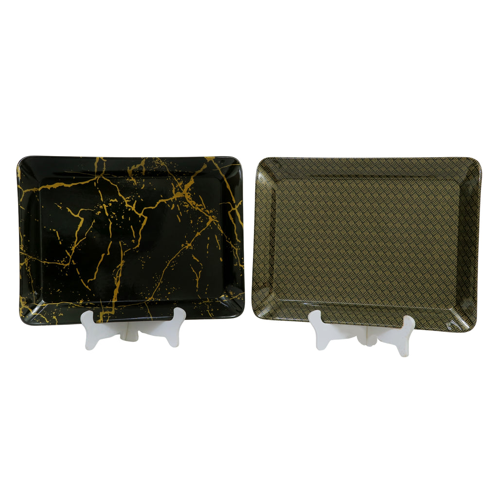 Ariya Black Melamine Tray Set | Pack of 2 | Easy-to-Clean