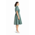 Ariya Threads Women’s Sage Green A-Line Shirt Dress with Contrast Detailing
