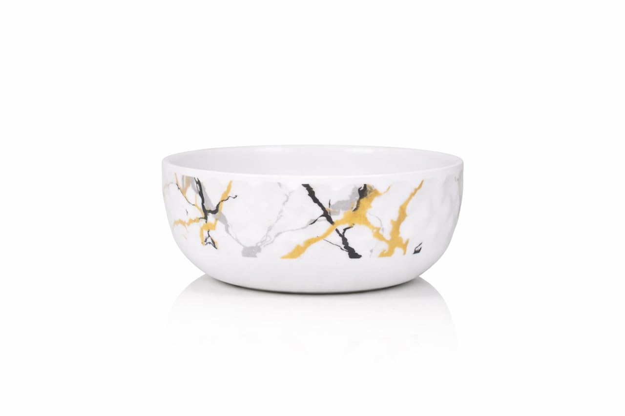 Ariya 4.5" Melamine Soup Bowls Set of 12 | White Gold Black, 350ml | 609