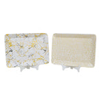 Ariya Gold & White Melamine Tray Set | Pack of 2 | Easy-to-Clean