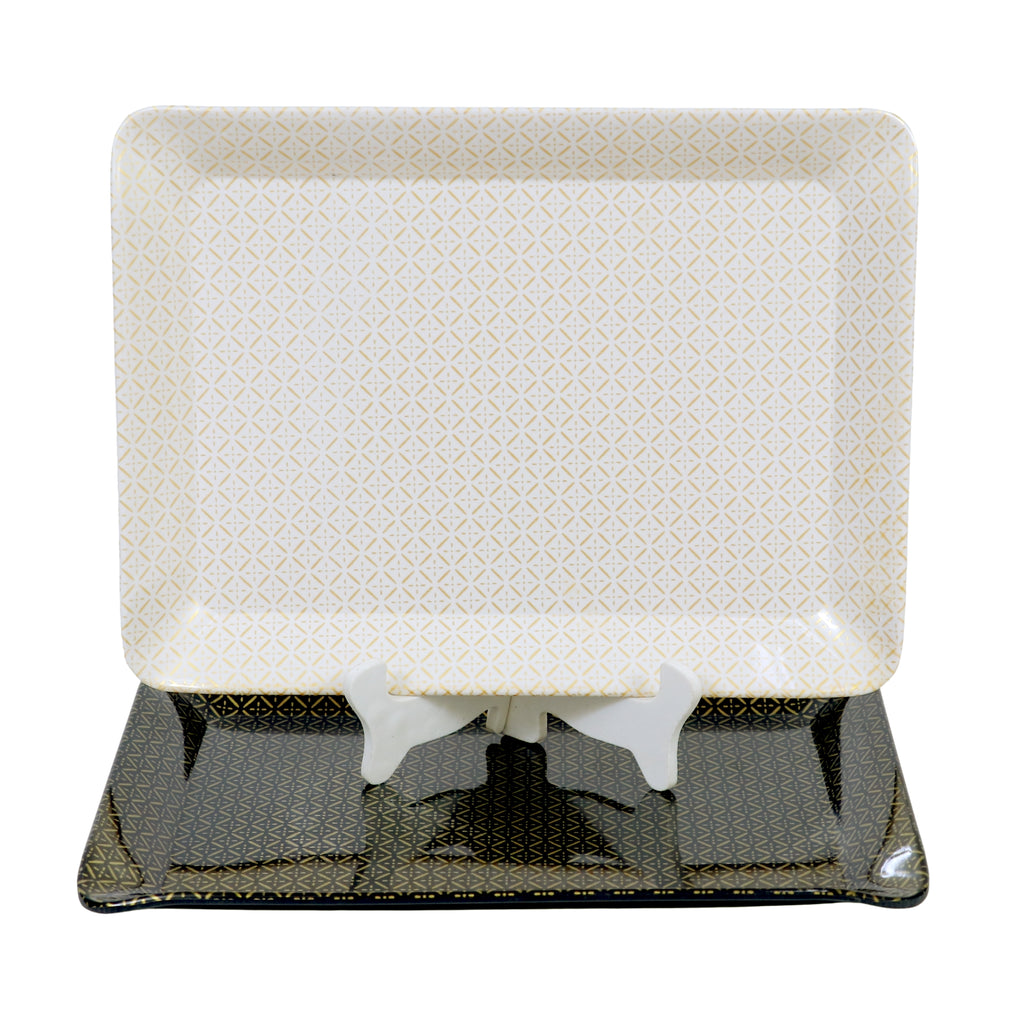 Ariya Black & White Melamine Tray Set | Pack of 2 | Easy-to-Clean