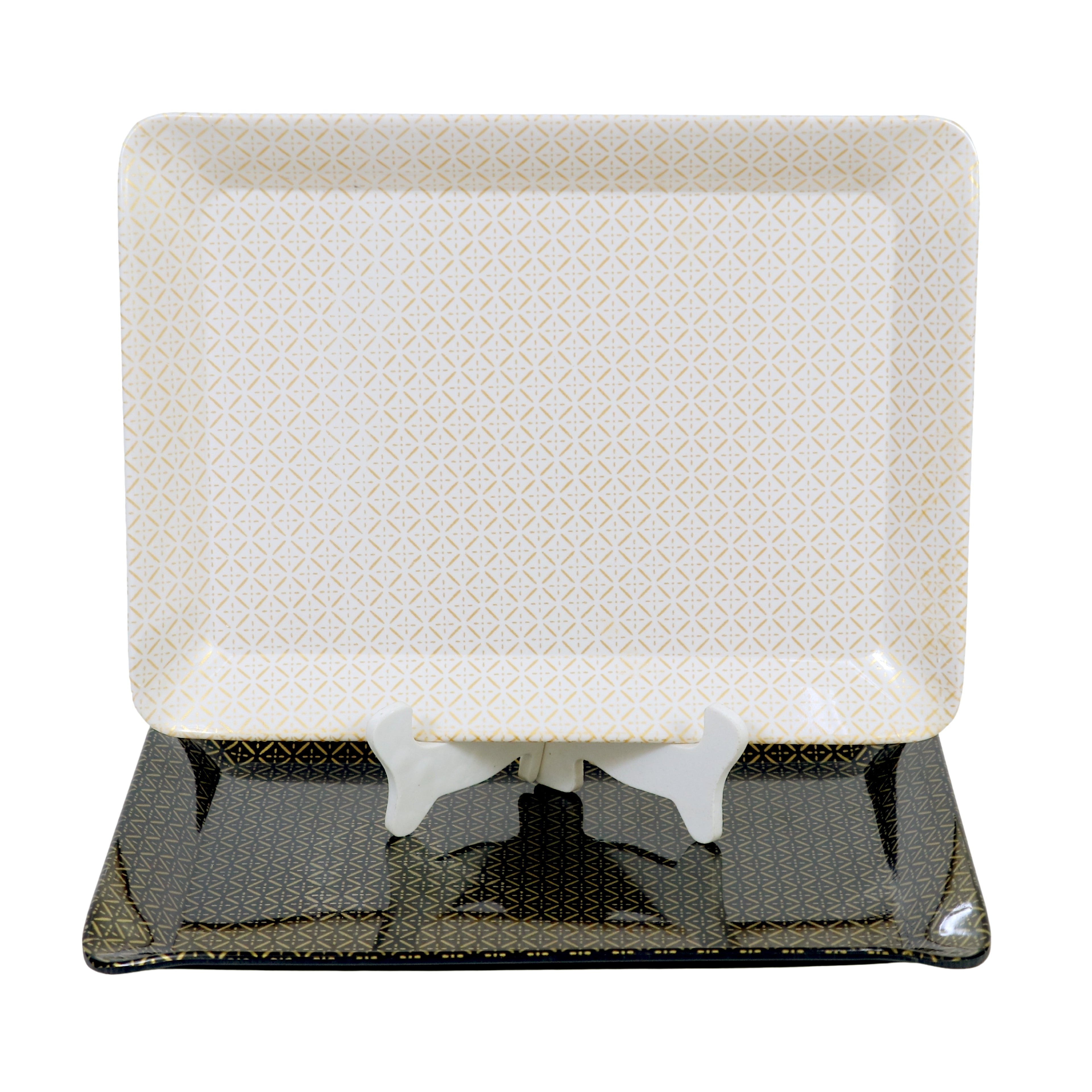 Ariya Black & White Melamine Tray Set | Pack of 2 | Easy-to-Clean