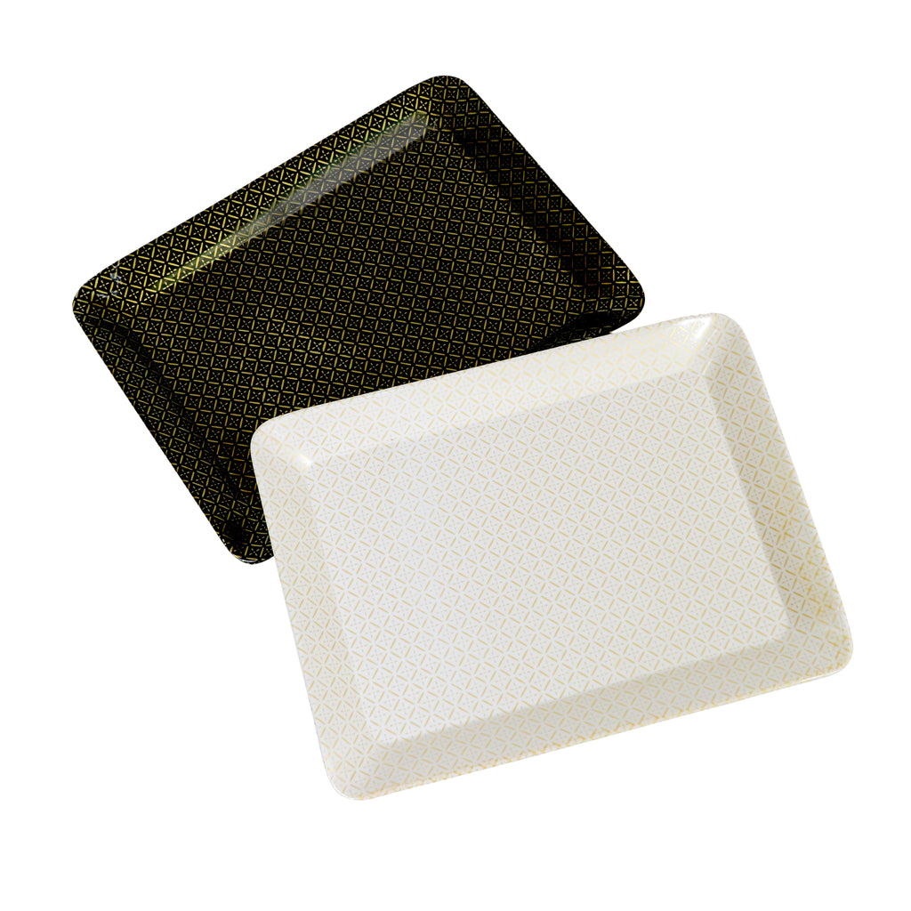 Ariya Black & White Melamine Tray Set | Pack of 2 | Easy-to-Clean