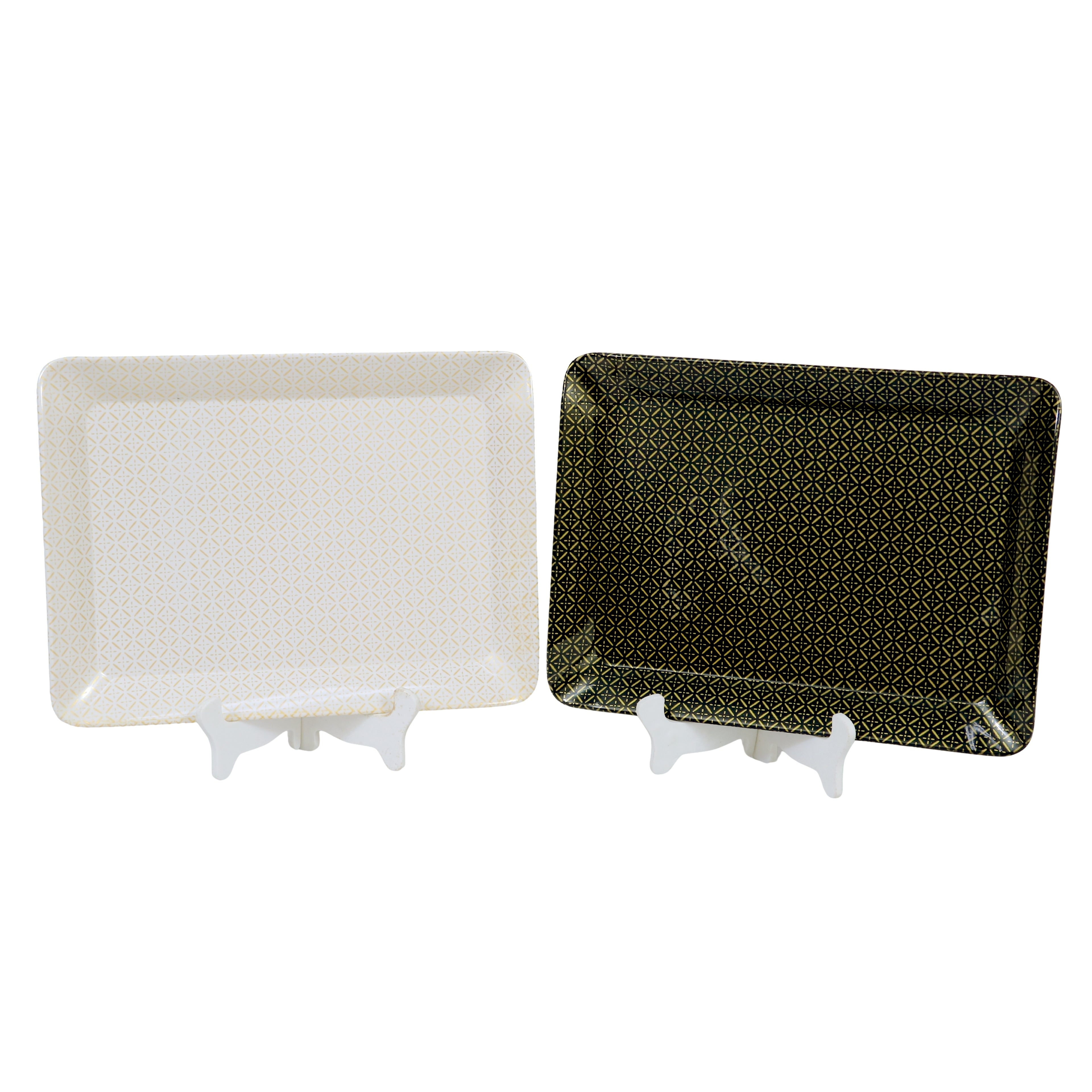 Ariya Black & White Melamine Tray Set | Pack of 2 | Easy-to-Clean