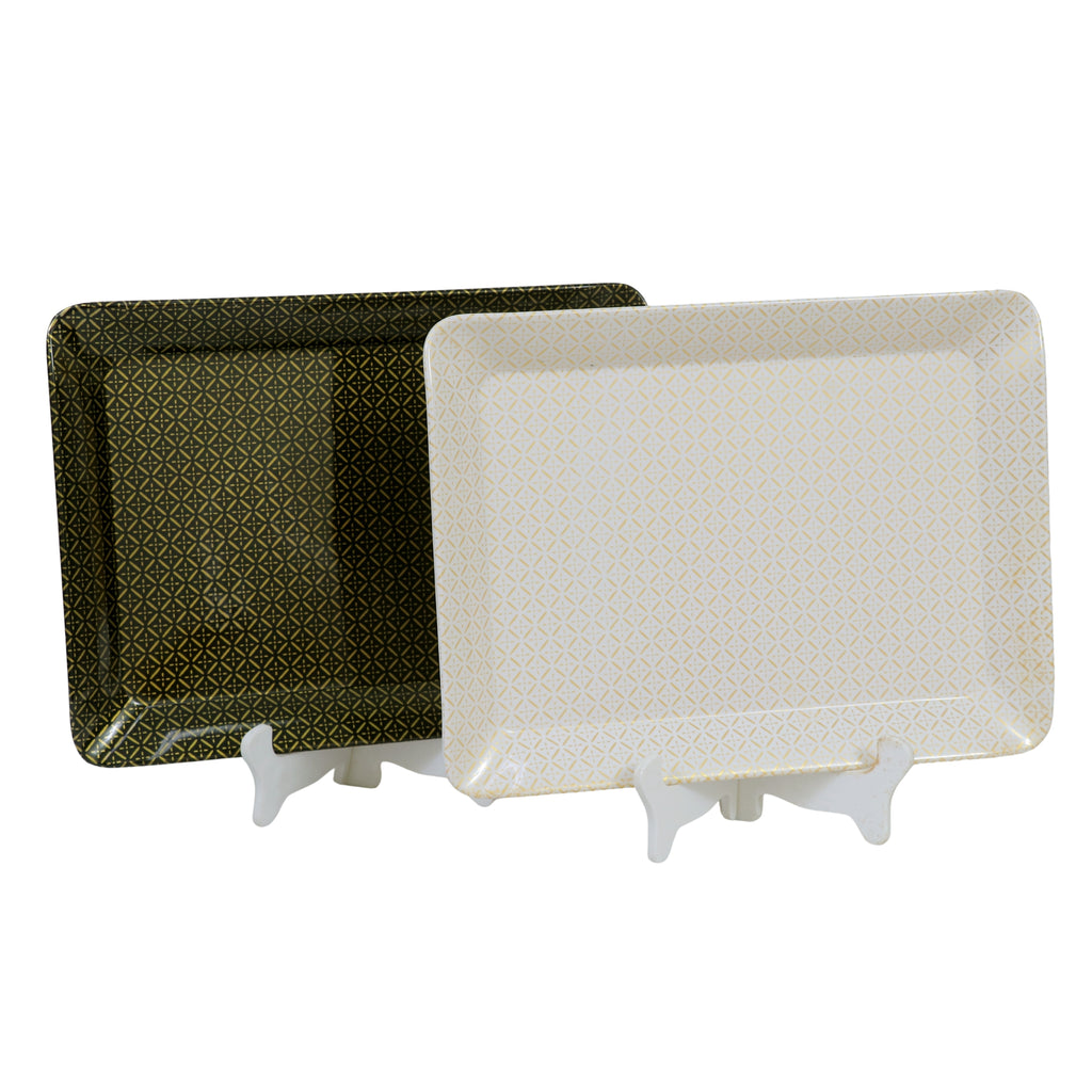 Ariya Black & White Melamine Tray Set | Pack of 2 | Easy-to-Clean