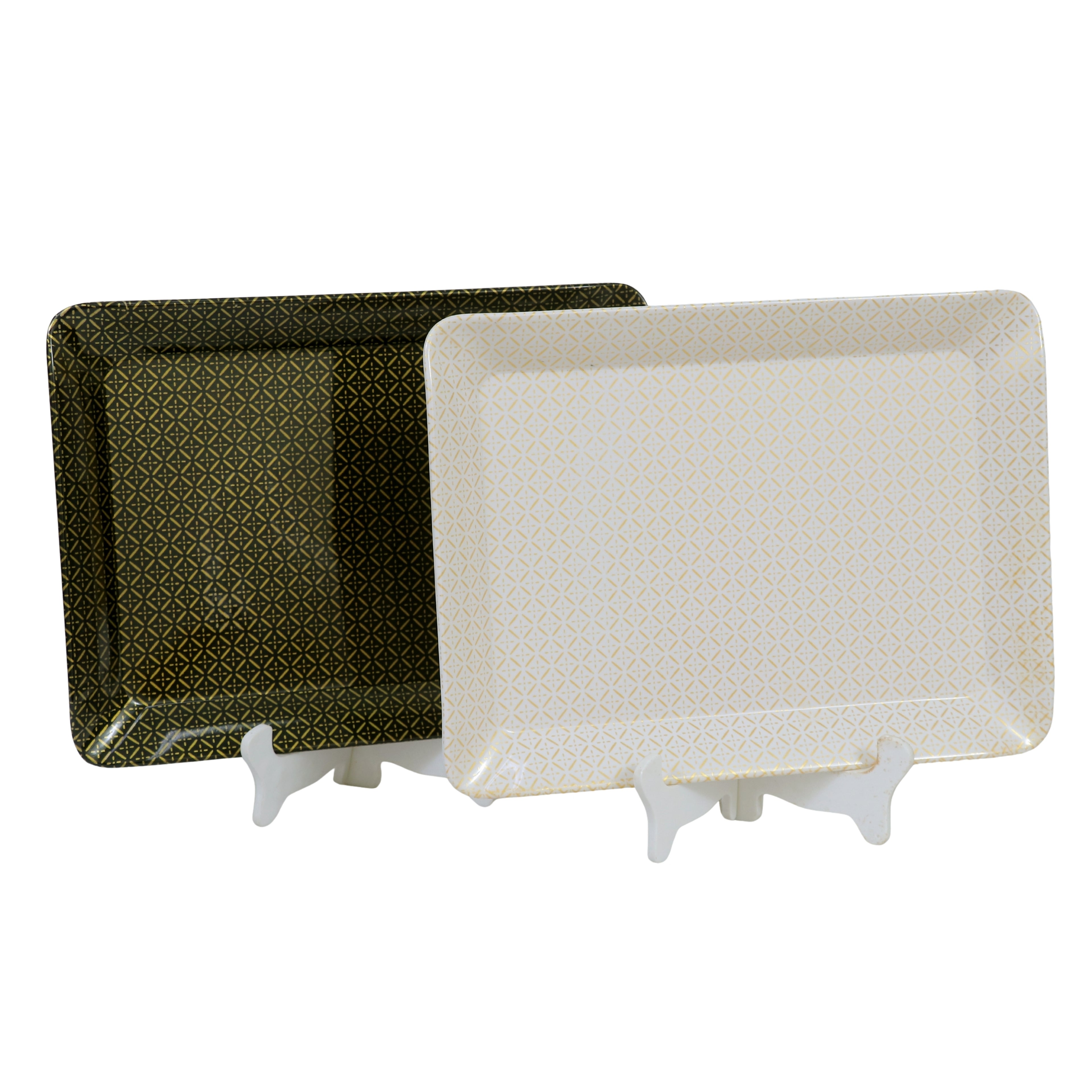 Ariya Black & White Melamine Tray Set | Pack of 2 | Easy-to-Clean