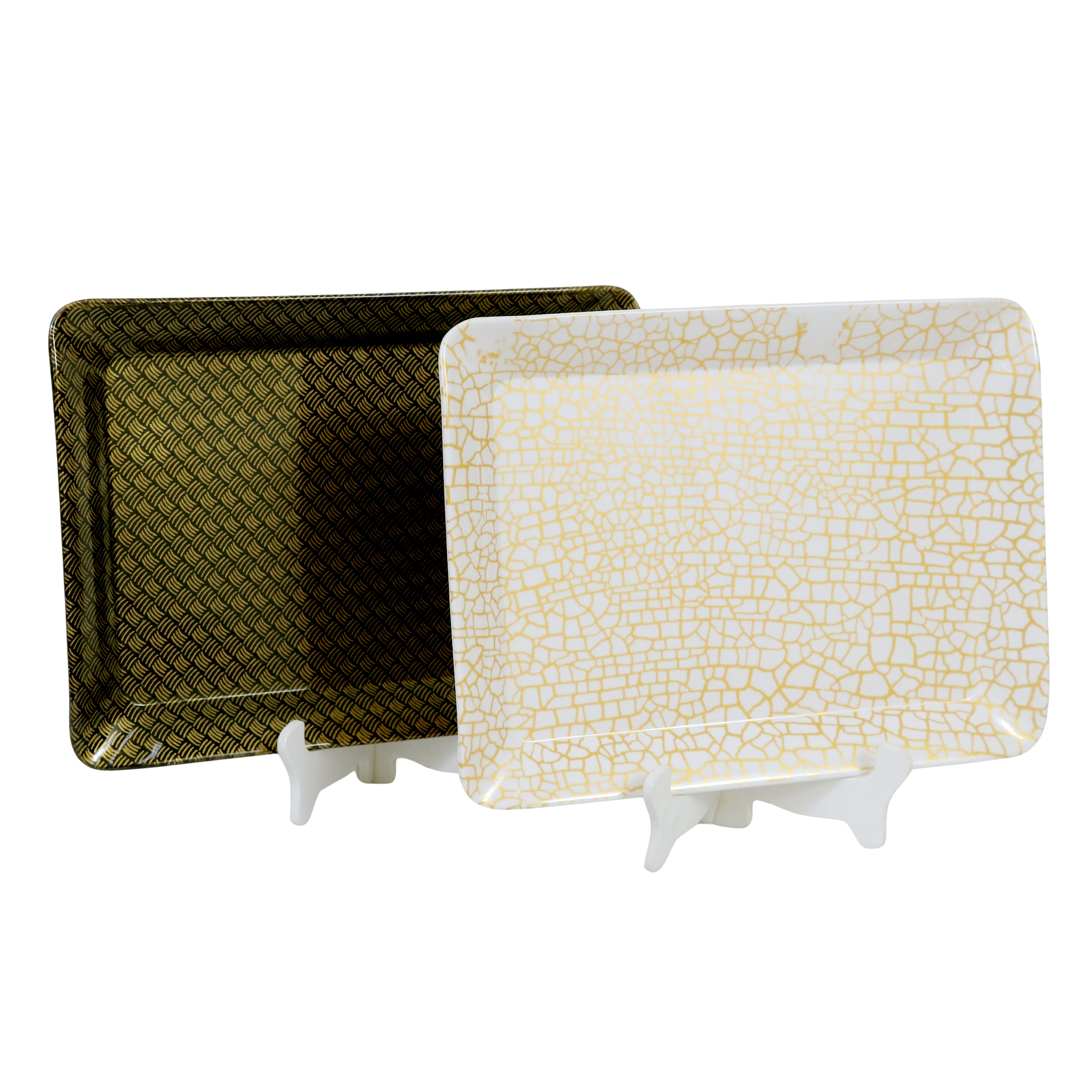 Ariya Black & White Melamine Tray Set | Pack of 2 | Easy-to-Clean