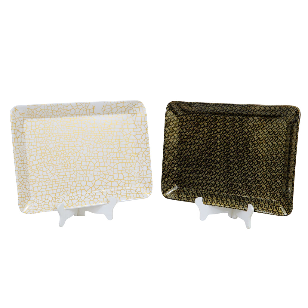 Ariya Black & White Melamine Tray Set | Pack of 2 | Easy-to-Clean