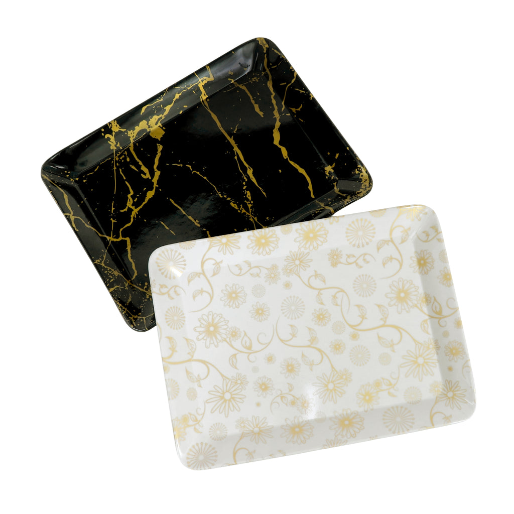 Ariya Black & White Melamine Tray Set | Pack of 2 | Easy-to-Clean