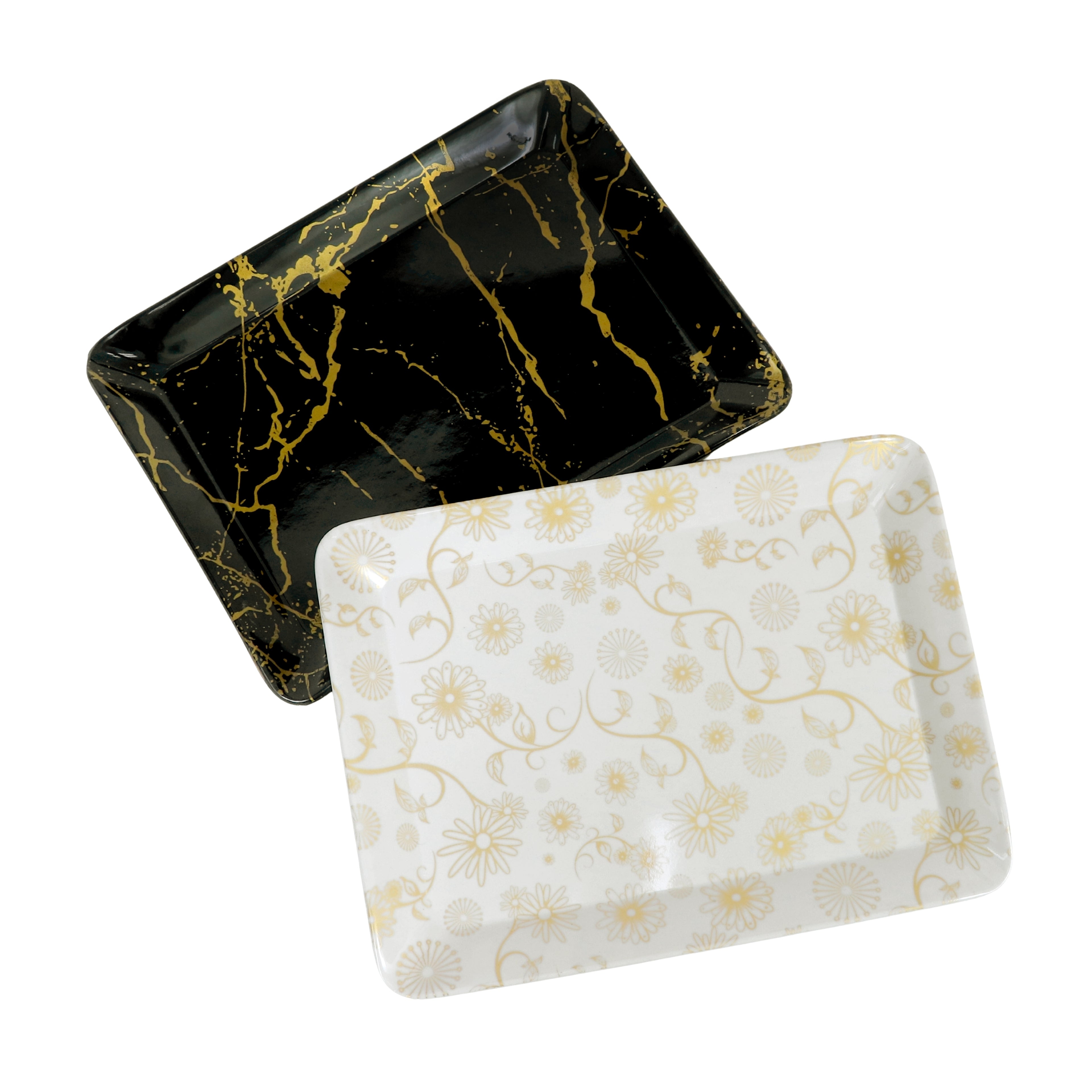 Ariya Black & White Melamine Tray Set | Pack of 2 | Easy-to-Clean