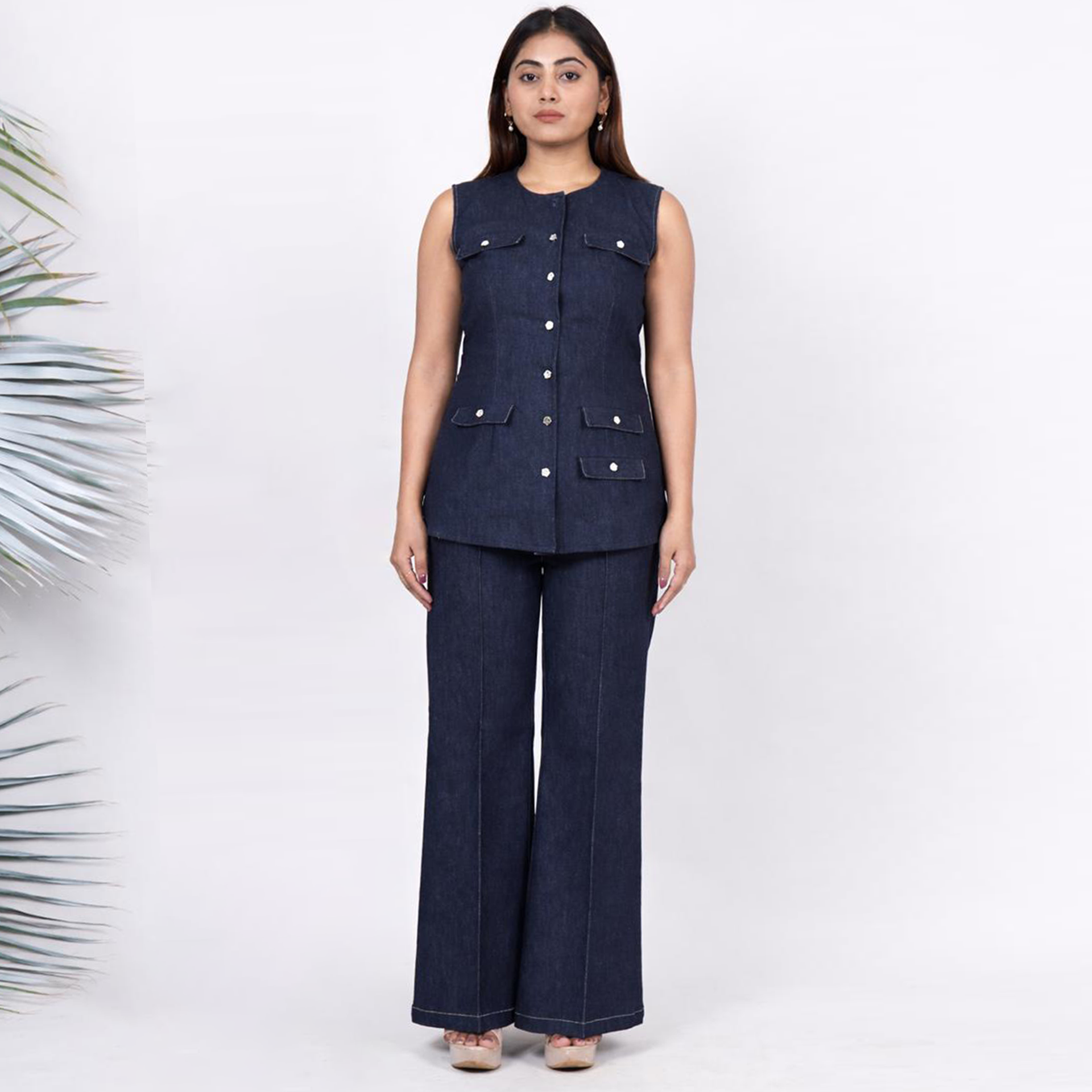 Ariya Threads Women’s Sleeveless Denim Co-Ord Set