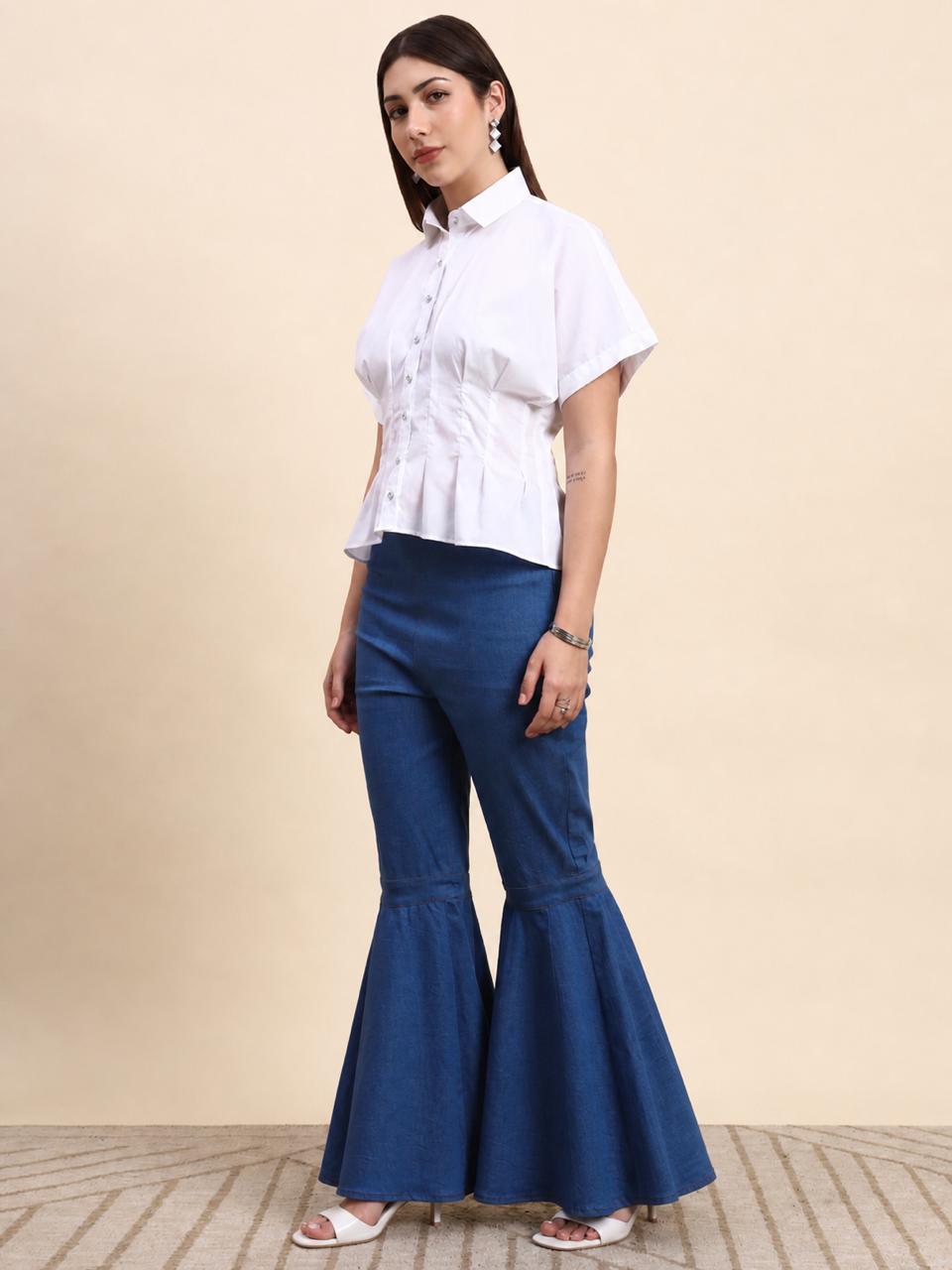 Azure White Flare Co-ord Set