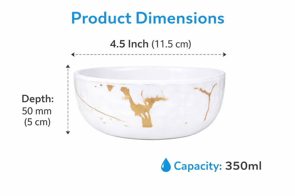 Ariya 4.5" Melamine Soup Bowls Set of 12 | White Gold, 350ml | 609