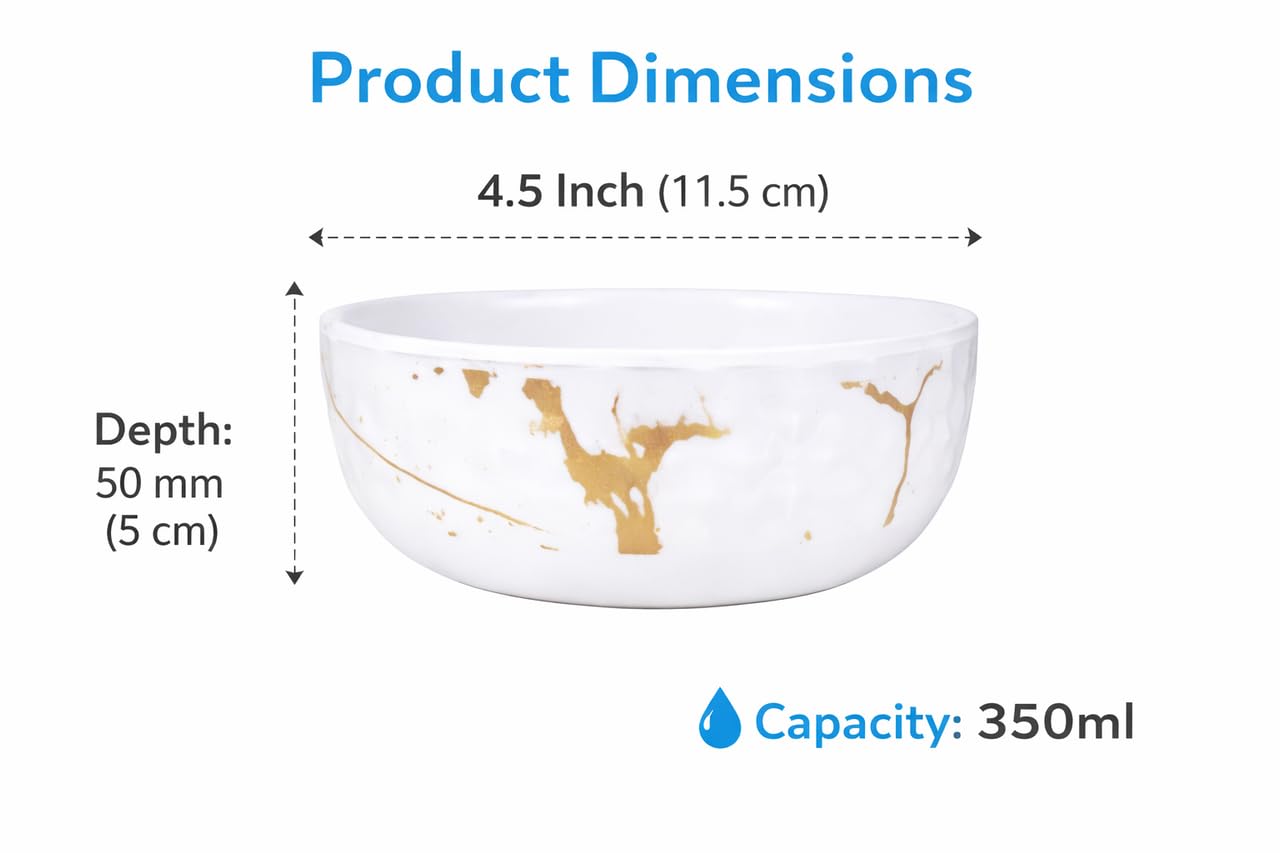 Ariya 4.5" Melamine Soup Bowls Set of 12 | White Gold, 350ml | 609