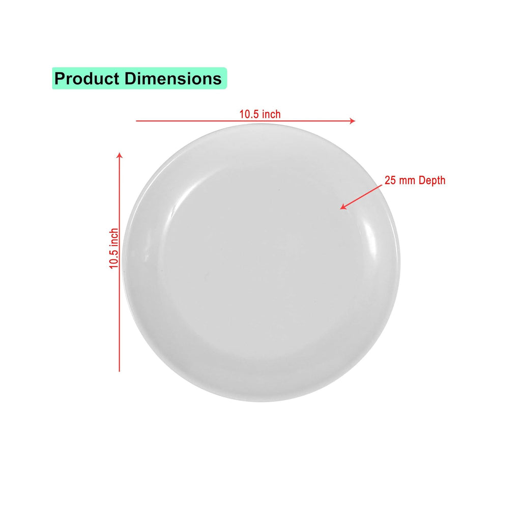 Ariya 10.5 Inch Melamine White Dinner Full Serving Plate Set of 4 Dishwasher Safe