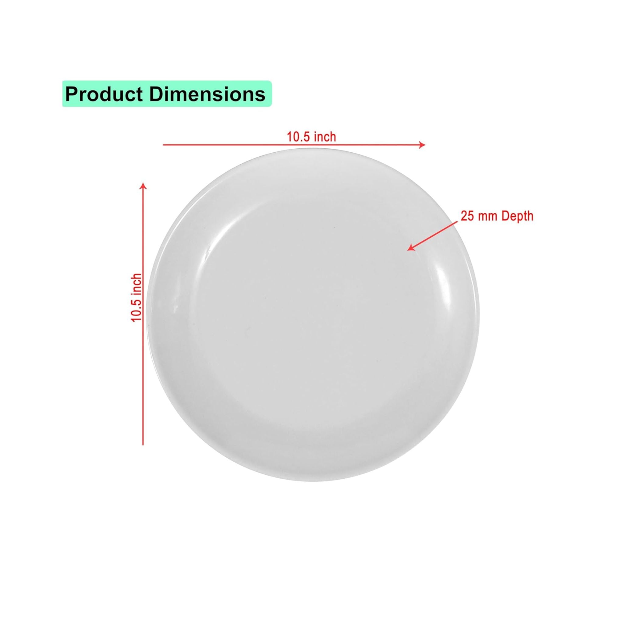 Ariya 10.5 Inch Melamine White Dinner Full Serving Plate Set of 4 Dishwasher Safe