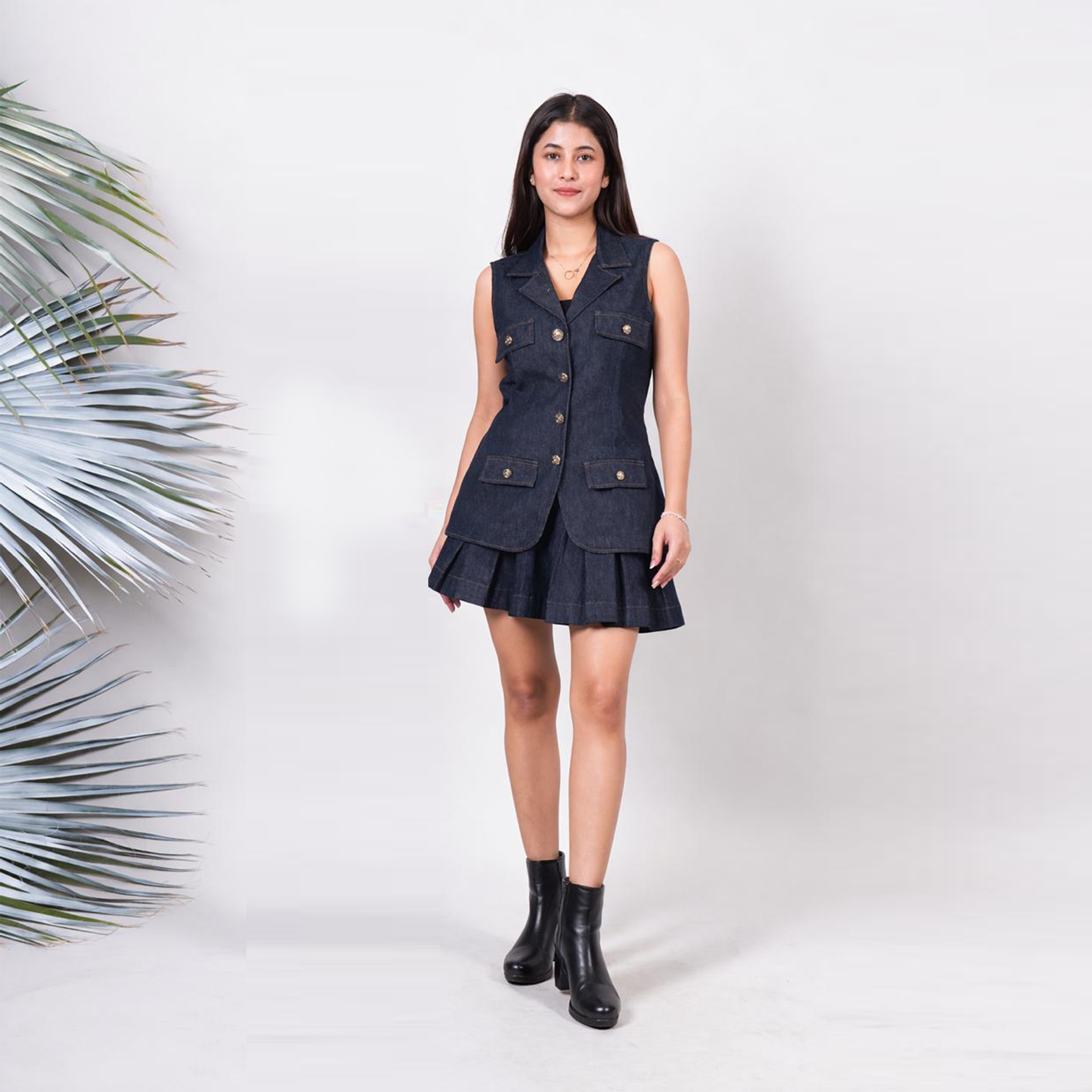 Ariya Threads Women’s Denim Sleeveless Co-ord Set