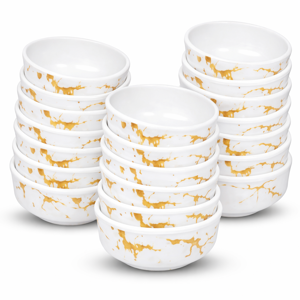 Ariya 4.5" Melamine Soup Bowls Set of 24 | White Gold, 350ml | 609