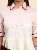 Elegant Pleated Co-ord Set (Blush & Wine)